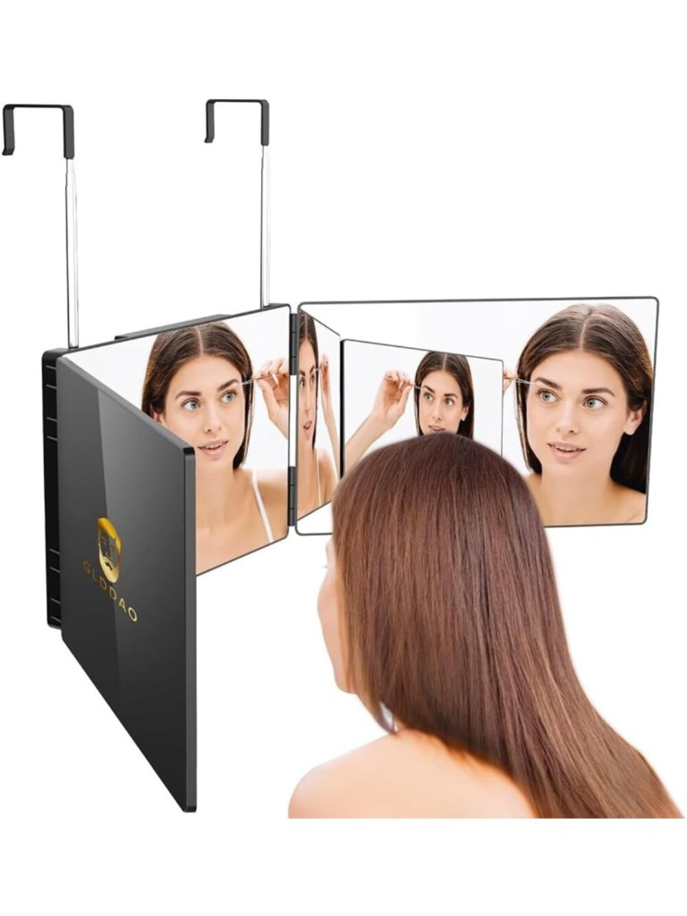 Trifold 360 Mirror for Haircuts & Braiding - 3-Way Self-Cut Tool for Men & Women